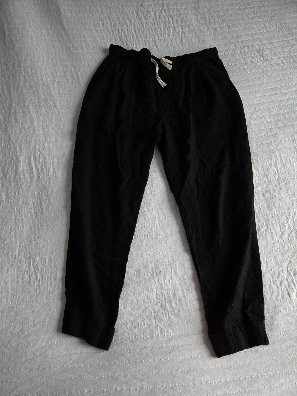 Black linen with Drawstring Tailored  Pants - Women - Picture 4 of 5